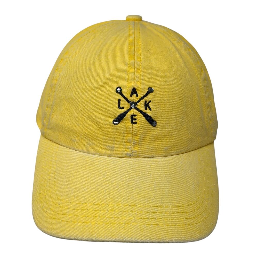 Lake Strapback Baseball Cap Yellow One Size Adjustable Embroidered Glitzy Bella